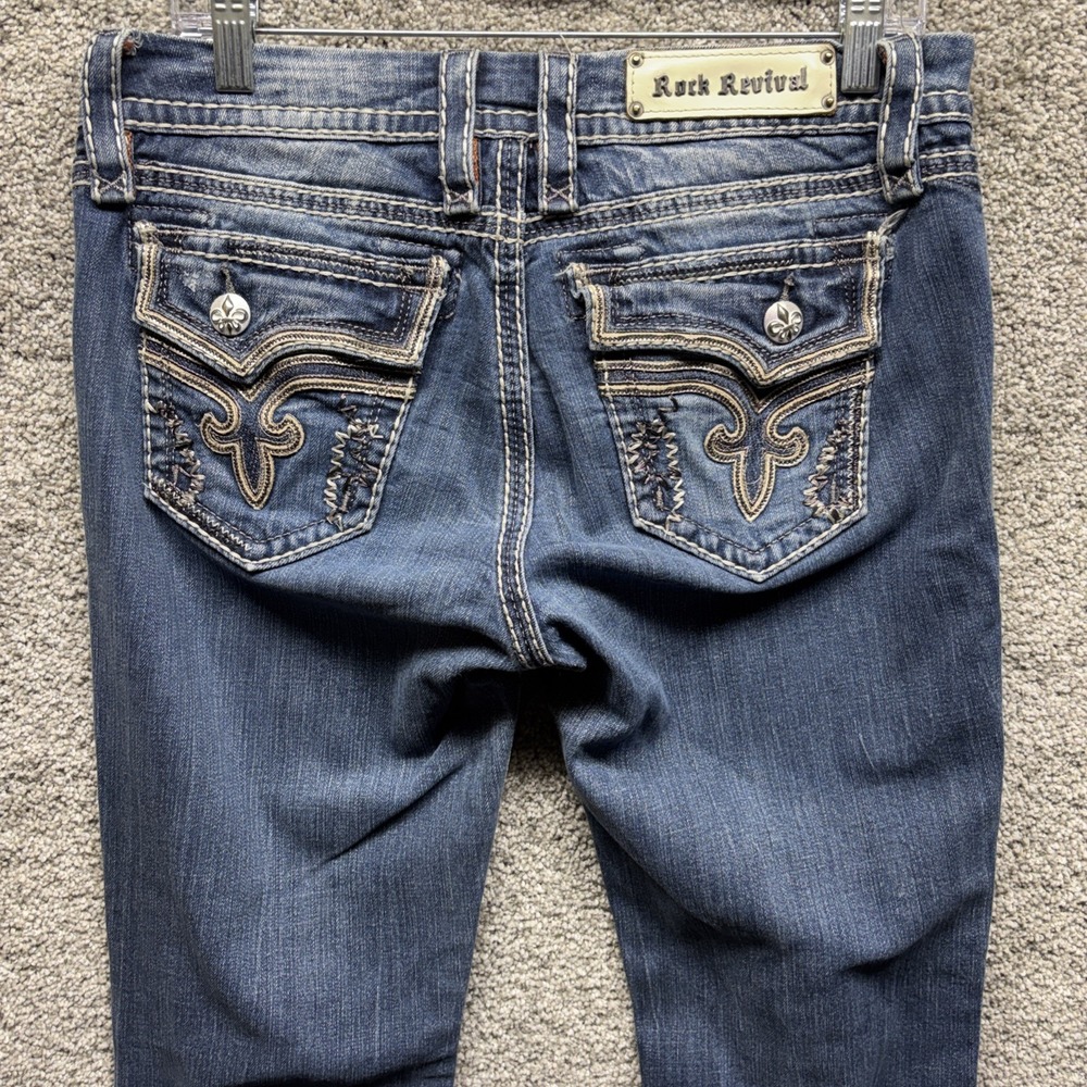 Rock Revival Kai Easy Boot Jeans Women's 32x33 Embroidered Distressed EB322E26L